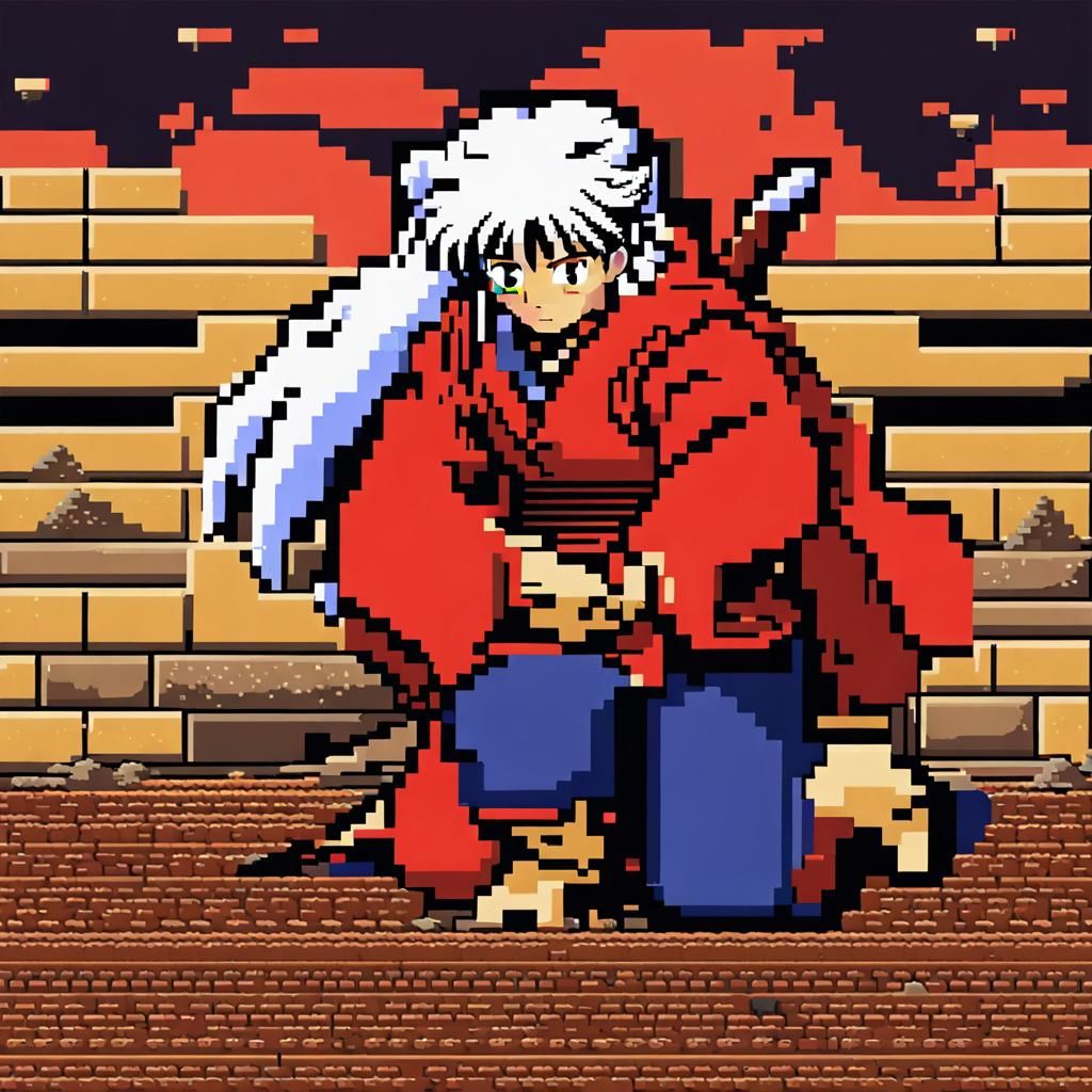 Inuyasha Power: 8-bit Pixel Art Concept