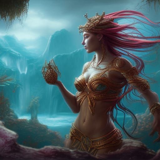 Detailed Matte Painting of a Water Goddess