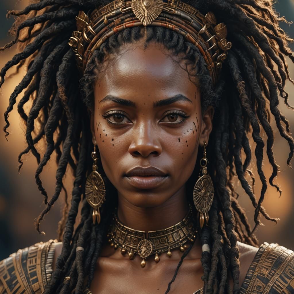 Epic Close-Up of an African Queen as Oil Painting