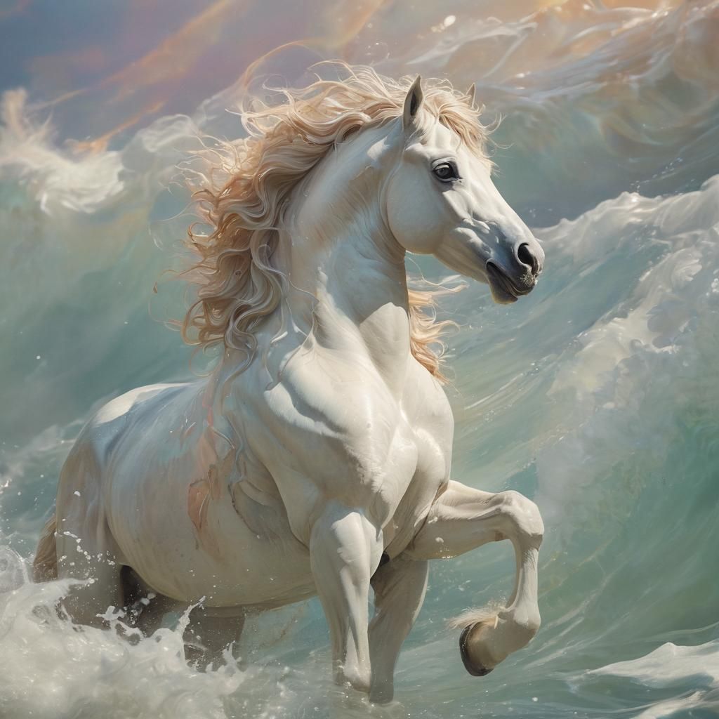 Centaur in Surreal Circular Waves with Sunbeams