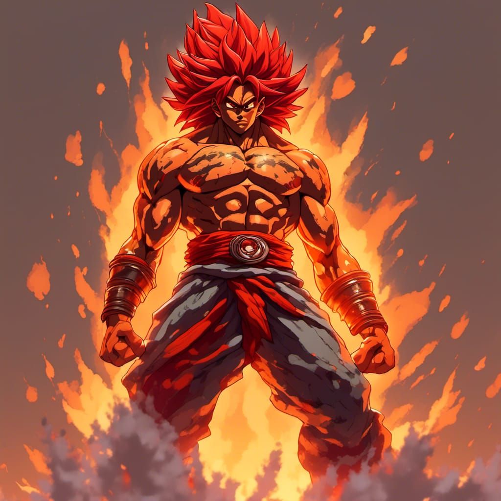 Fiery Sun Barbarian in Anime Key Visual Style
