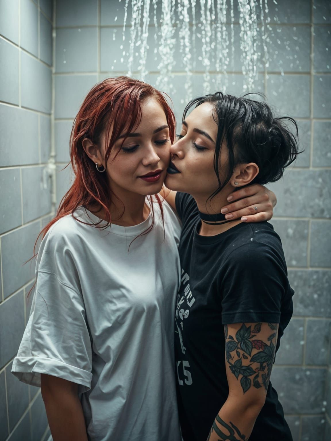 Ukrainian Sisters Share Intimate Moment in Candid Shower Sel...