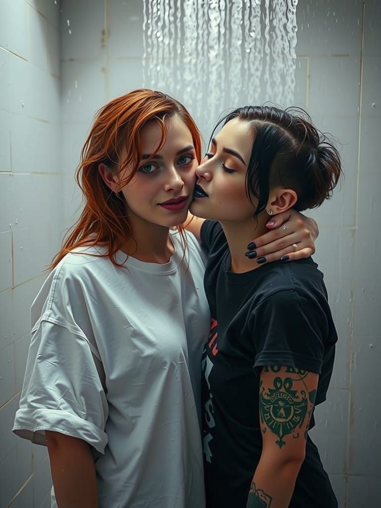 Two Ukrainian Girls in a Steamy Shower, Captured in Document...