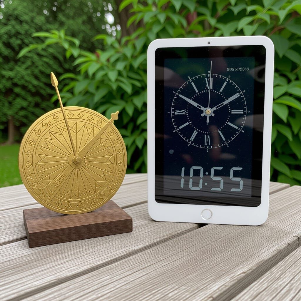 Sundial and Digital Clock Side by Side