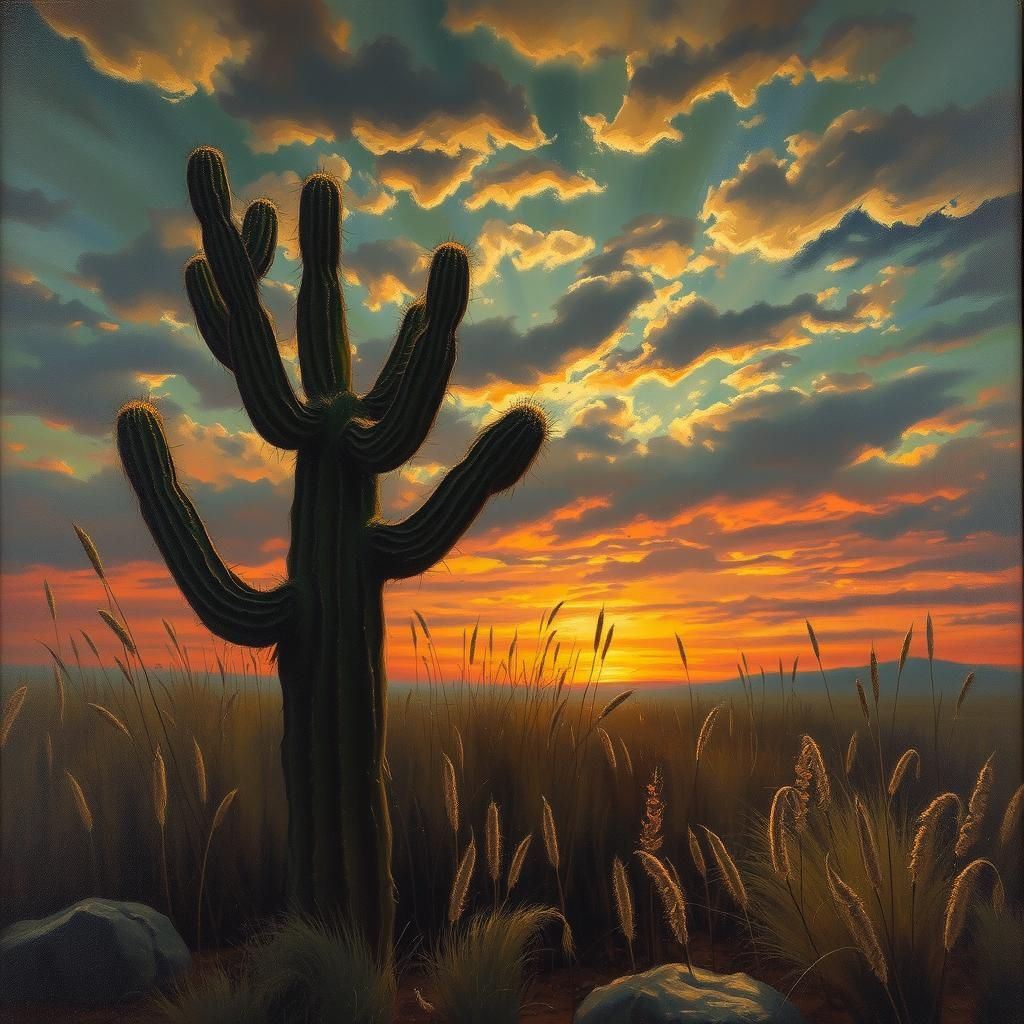 Surreal Sunset: An Oil Painting of Grief