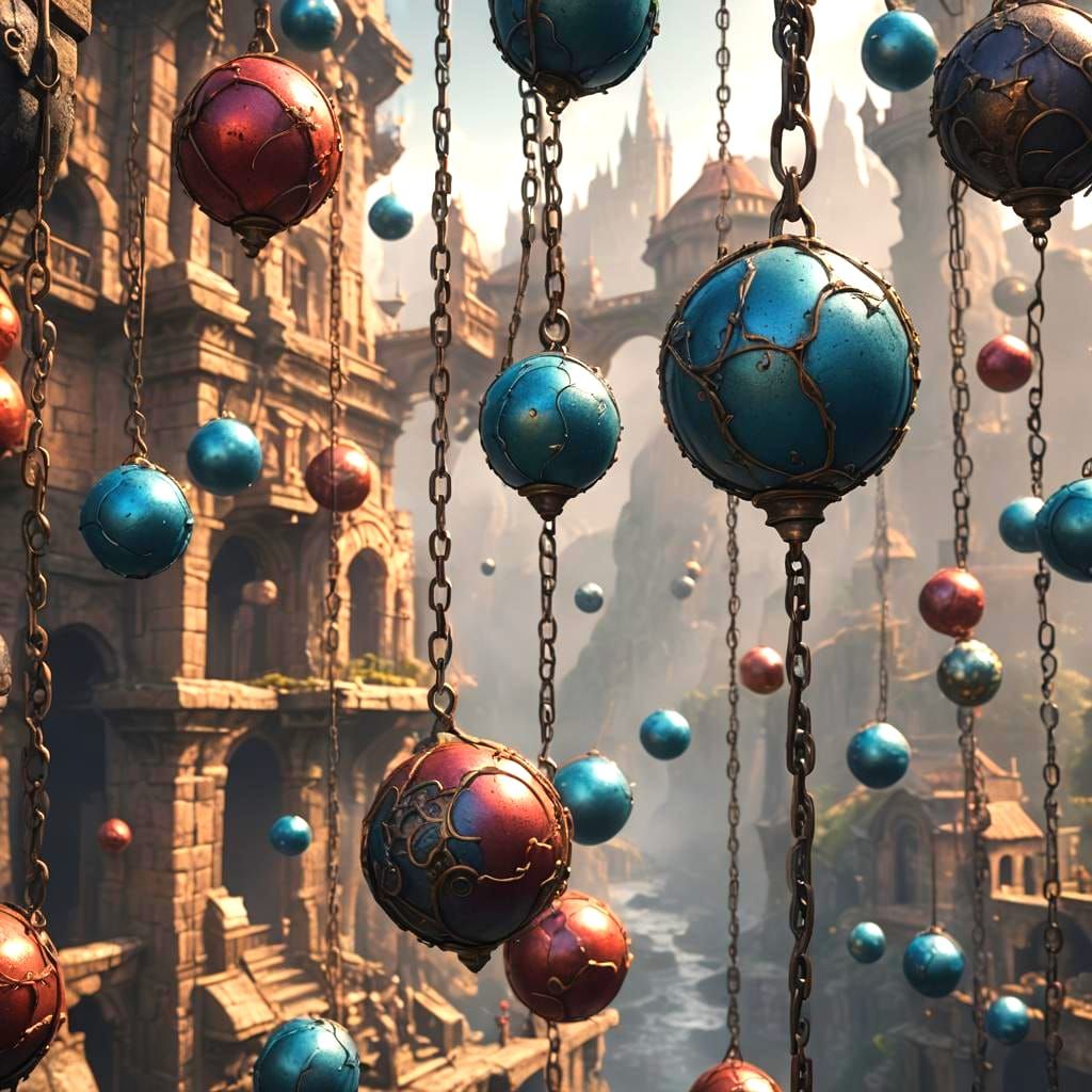 Tempting Orbs Suspended: Detailed Matte Fantasy Art