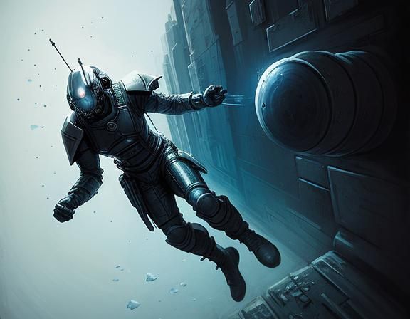 Cryopunk Superhuman in Combat Arena: Digital Comic Art