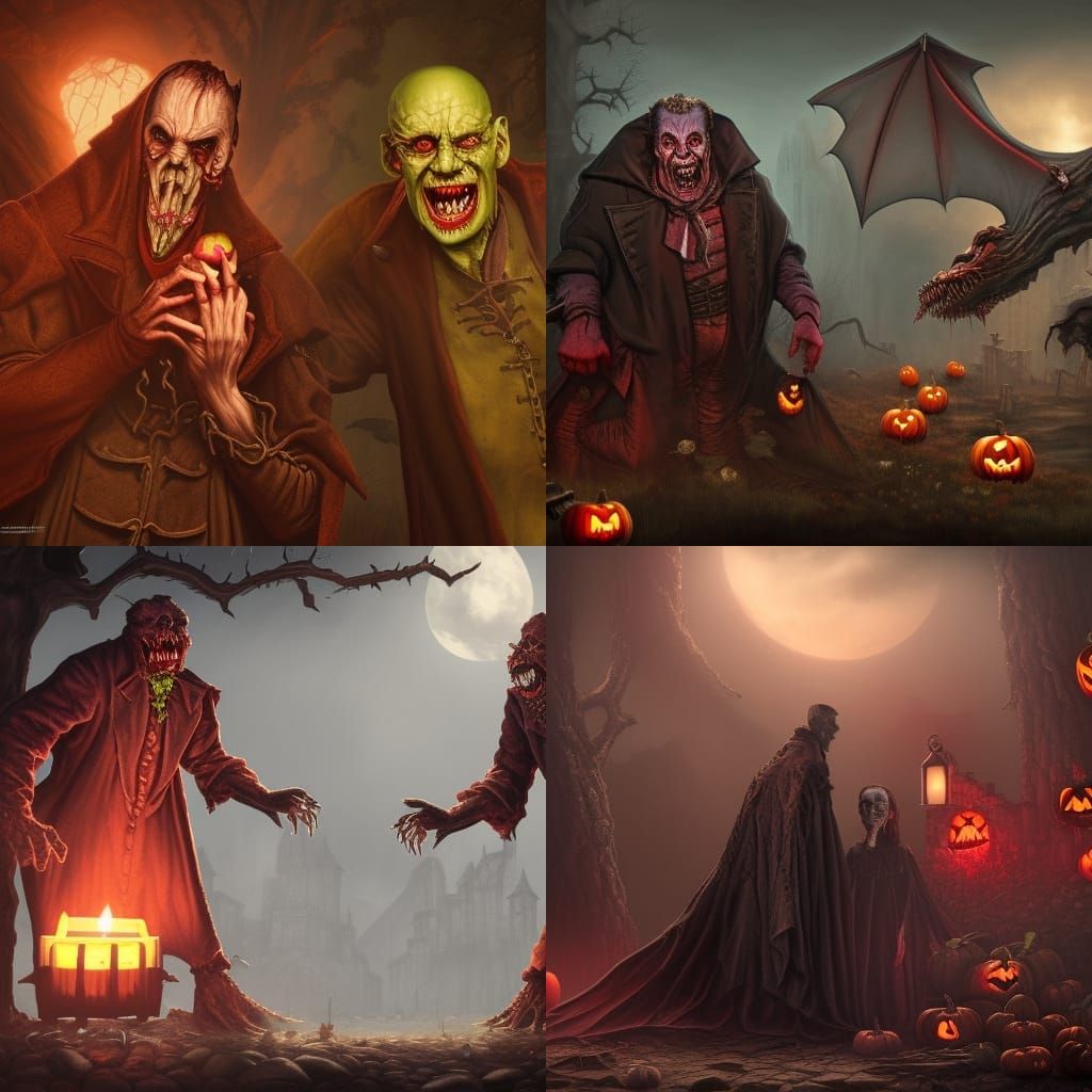 Frankenstein and Dracula at Halloween Party