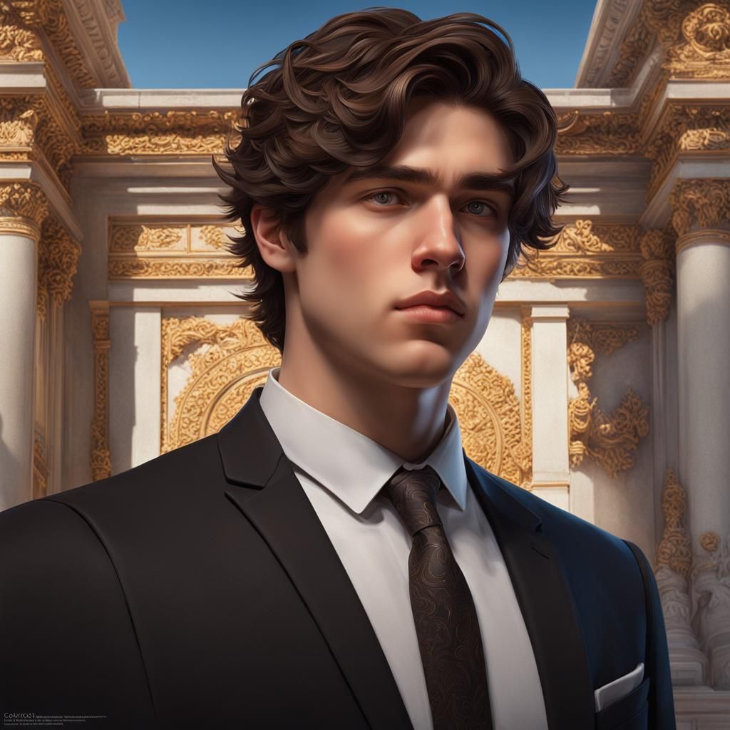 Boy in Suit: Detailed Portrait by Rutkowski