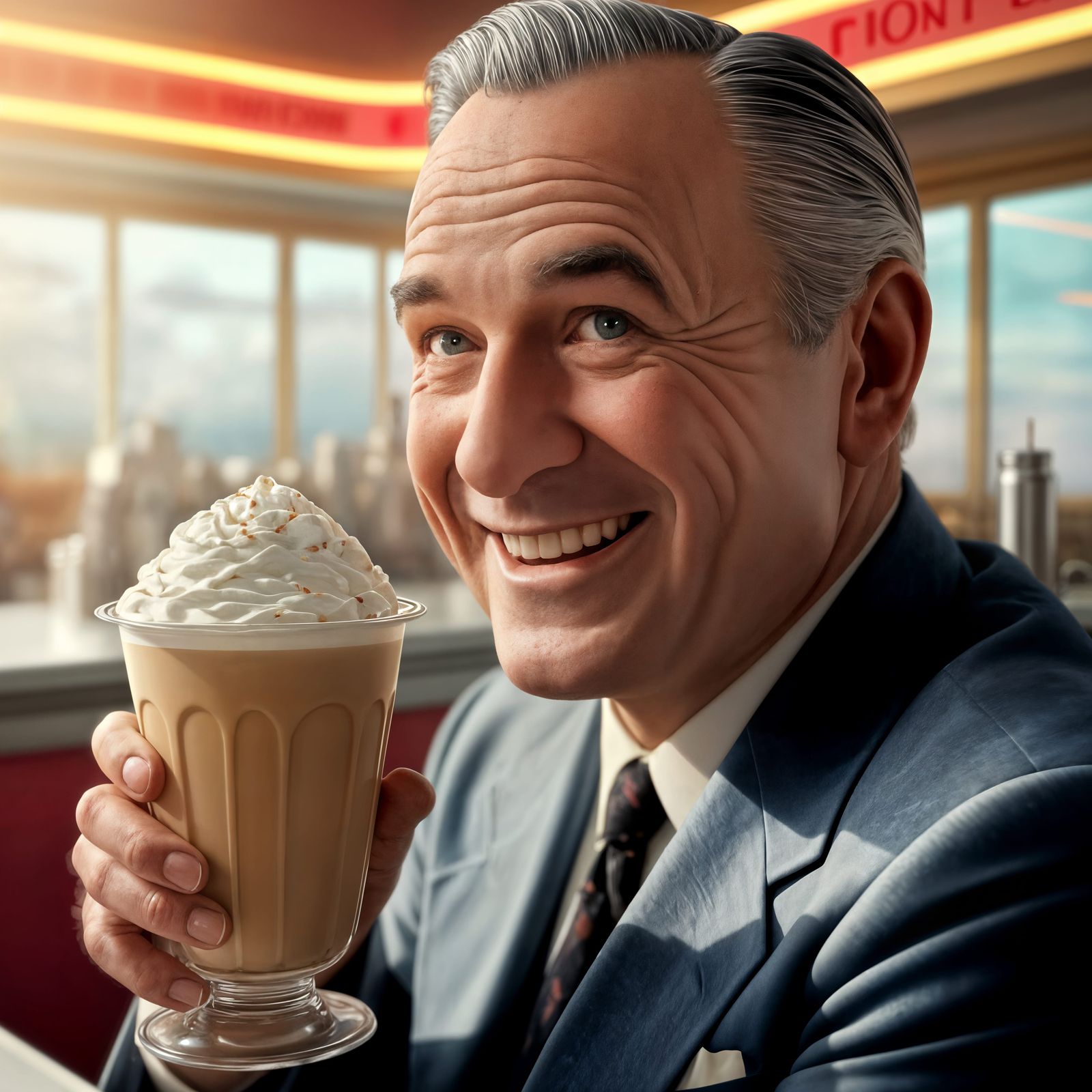 Walt Disney in a Classic Diner Setting