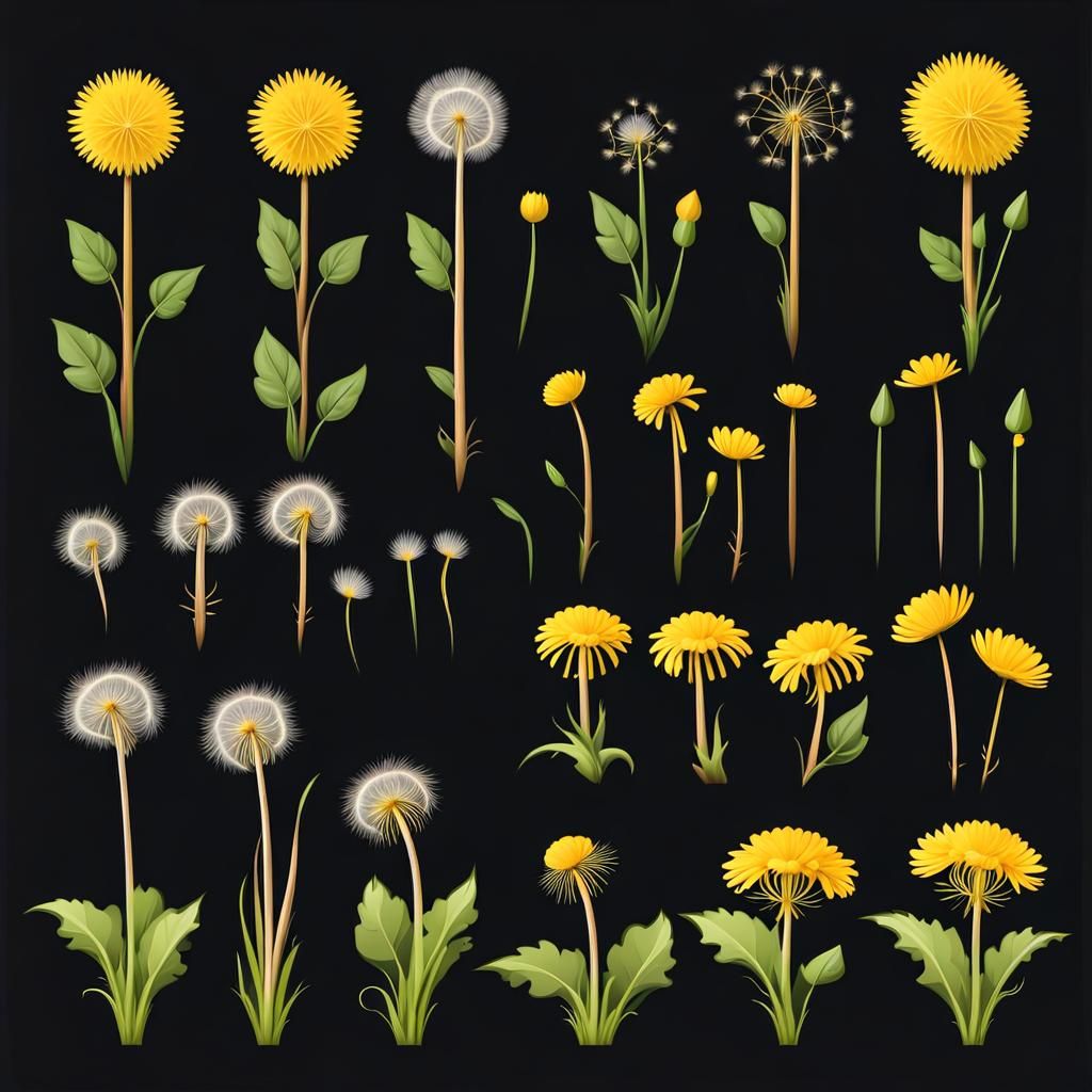 Dandelion Life Cycle Sprite Sheet