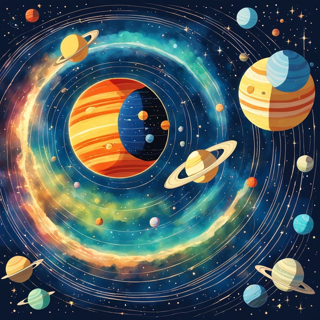 Whimsical Solar System Adventure in Classic Japanese Animati...
