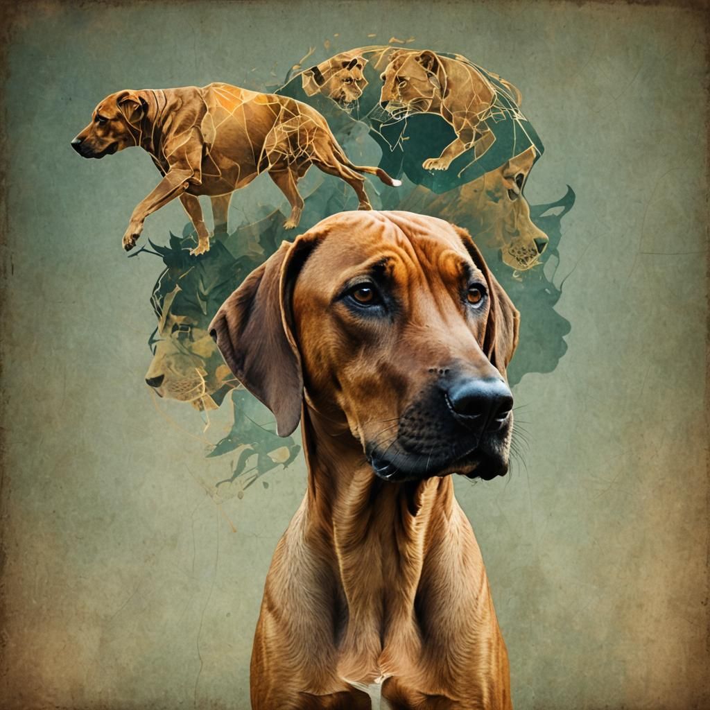 Rhodesian Ridgeback Dreams: Double Exposure Abstract Art