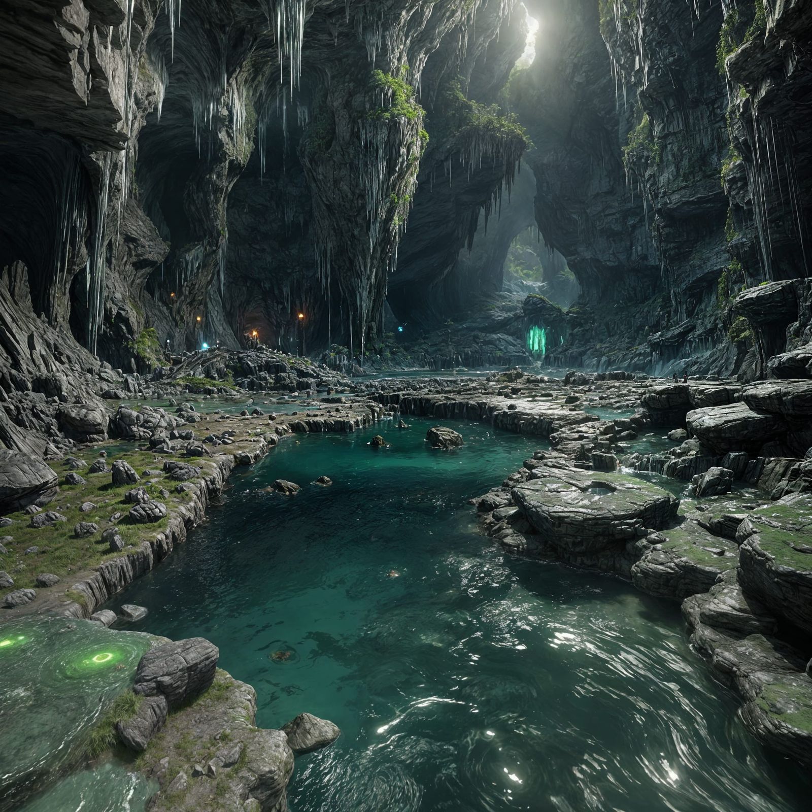 Underground Whirlpool of Souls in Eerie Cavern