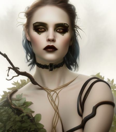 Woodland Goth Goddess in Photorealistic Digital Art