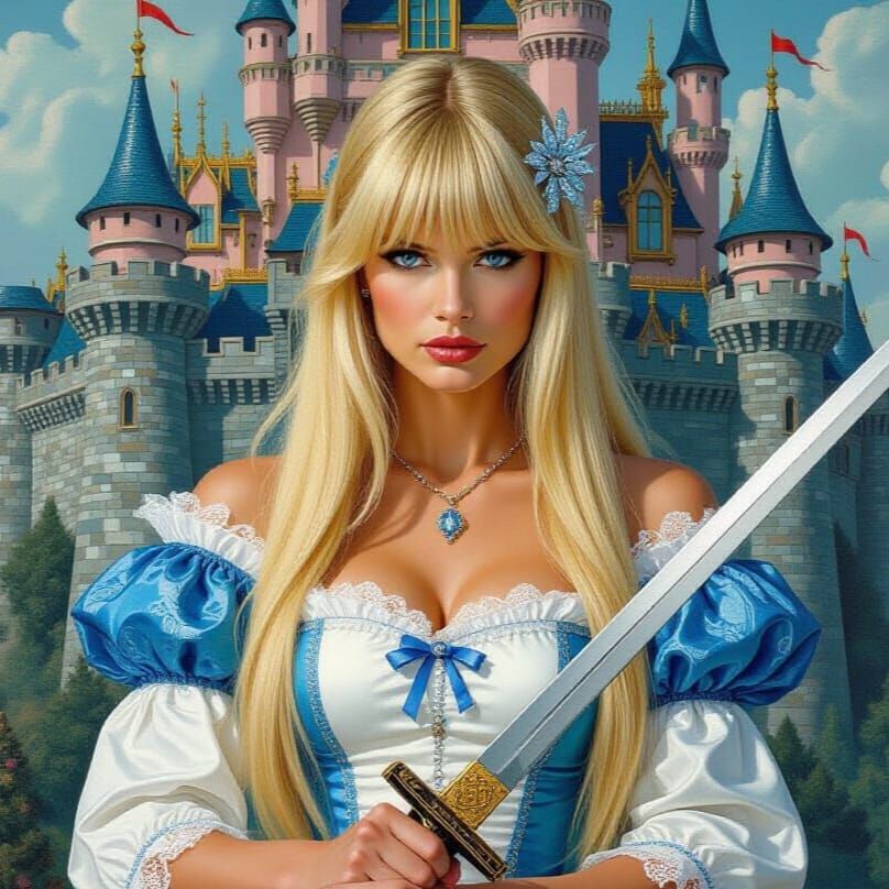 Fierce Cinderella with Samurai Sword: A Max Ernst Oil Painti...