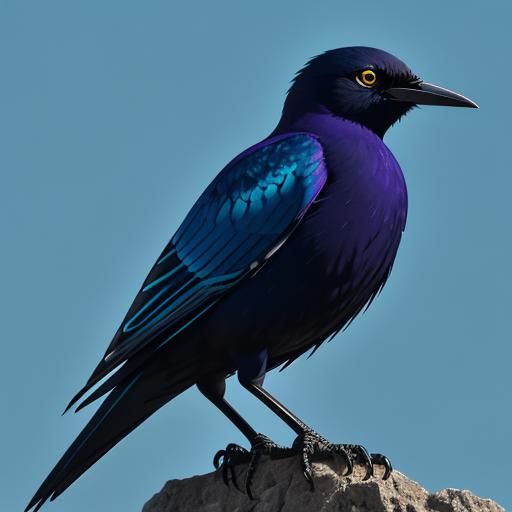 Glossy Starling with Turquoise Plumage and Yellow Eyes