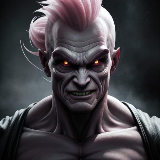 Menacing Super Buu Portrait in Dark Bedroom