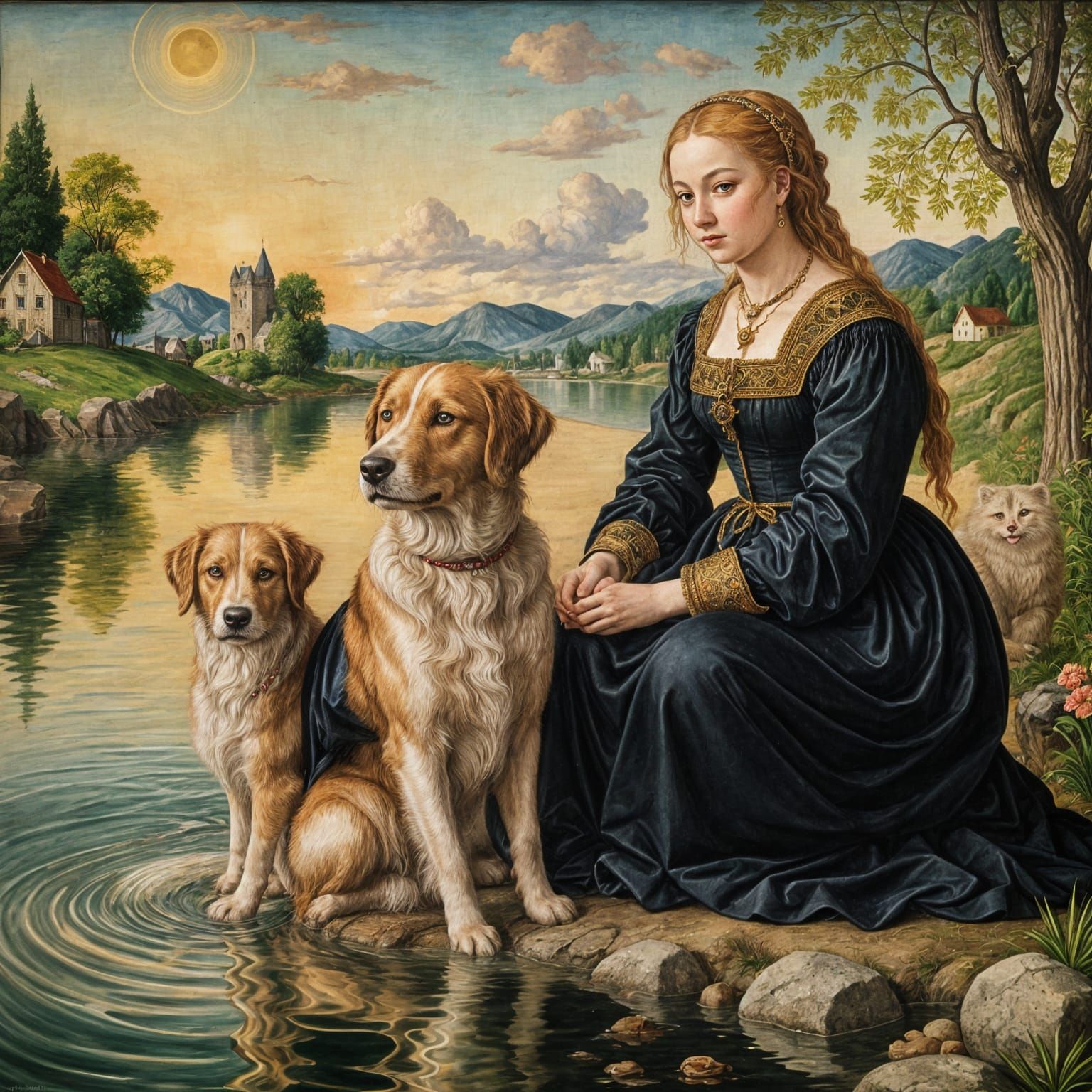 Stone and Circle in Water, Cranach Style