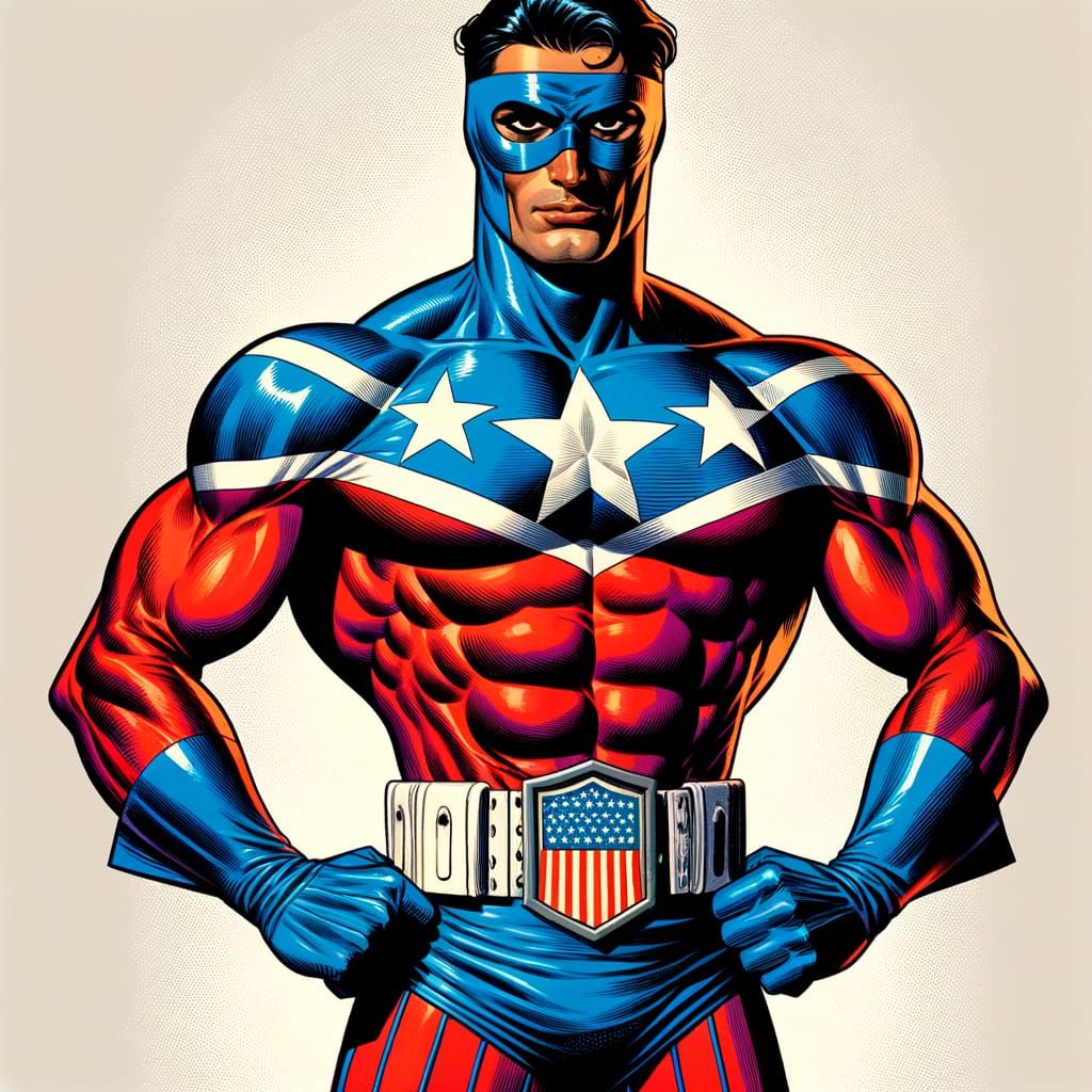 Vigilant Hero in Vintage Comic Book Style