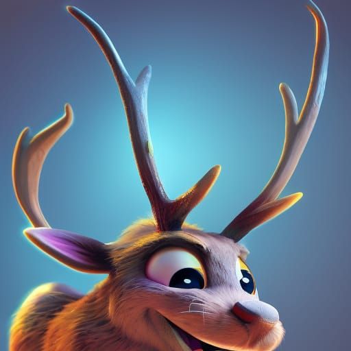 Jackalope Character in 3D Digital Art Style