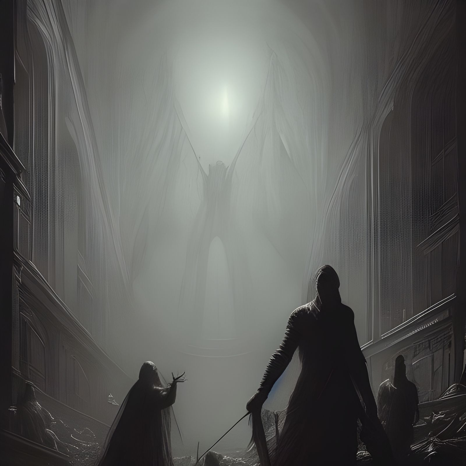 Eerie Invisible Entity in Gothic Horror Style