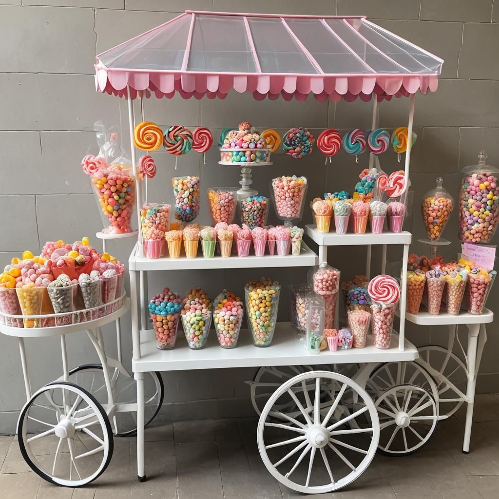 Whimsical AI-Generated Candy Cart