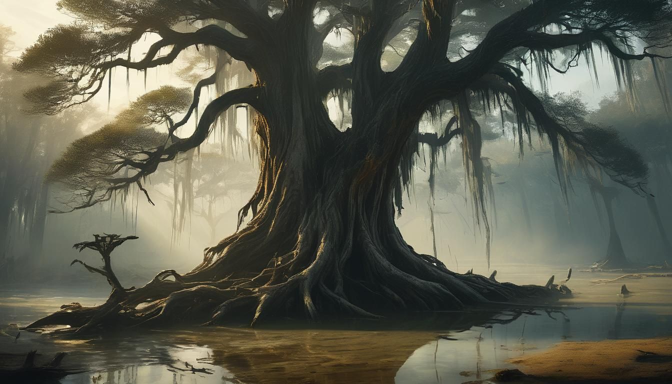 Mystical Swamp: Cypress Tree Concept Art
