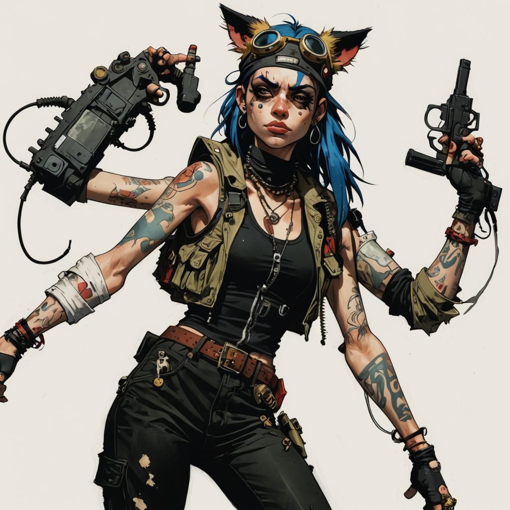 Tank girl art style of jamie hewlett  remove extra arm