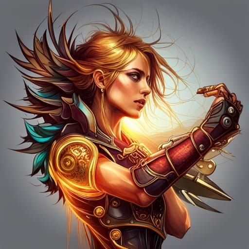 Steampunk Cybernetic Roman Warrior Digital Painting