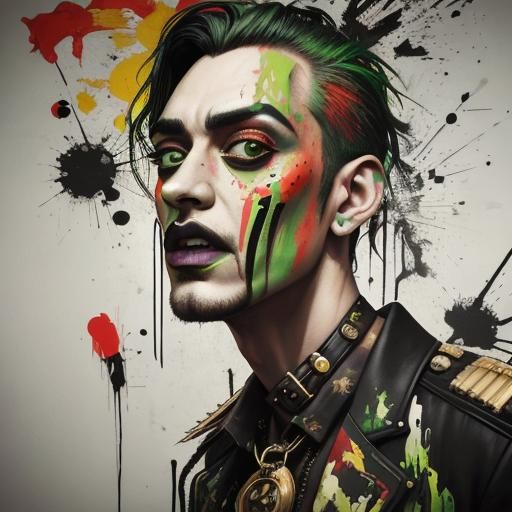 Surreal Cyberpunk Portrait with Green Paint