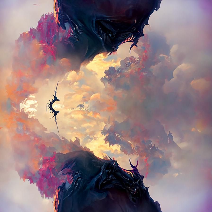 Black Dragon on Majestic Mountain: Hyperrealistic Landscape