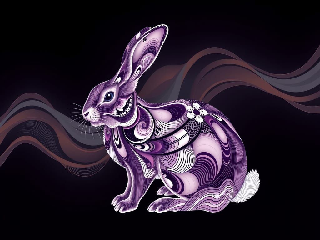 Whimsical Fractal Rabbit in Vibrant Purple