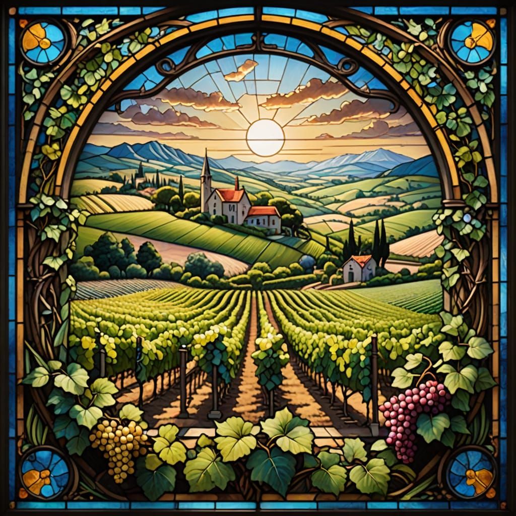 Vineyard Masterpiece in Stained Glass Splendor