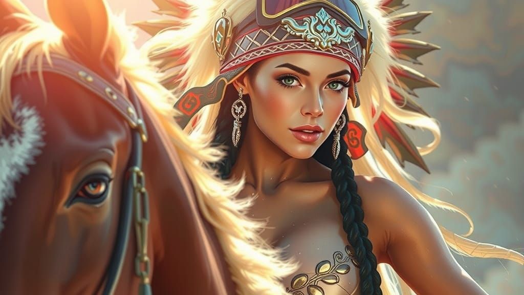 Oil Painting Portrait of a Native American Princess