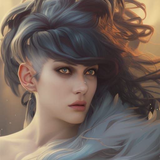 Hyperdetailed Wolf-Girl Portrait with Dynamic Lighting