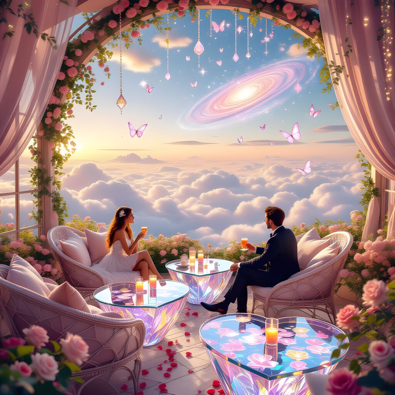 Dreamy Sky Island Café for Lovers