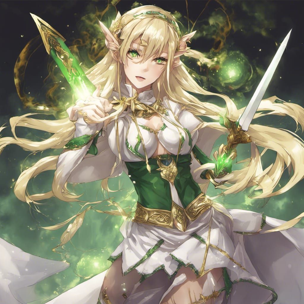 Anime Style Elven High Priestess with Sword