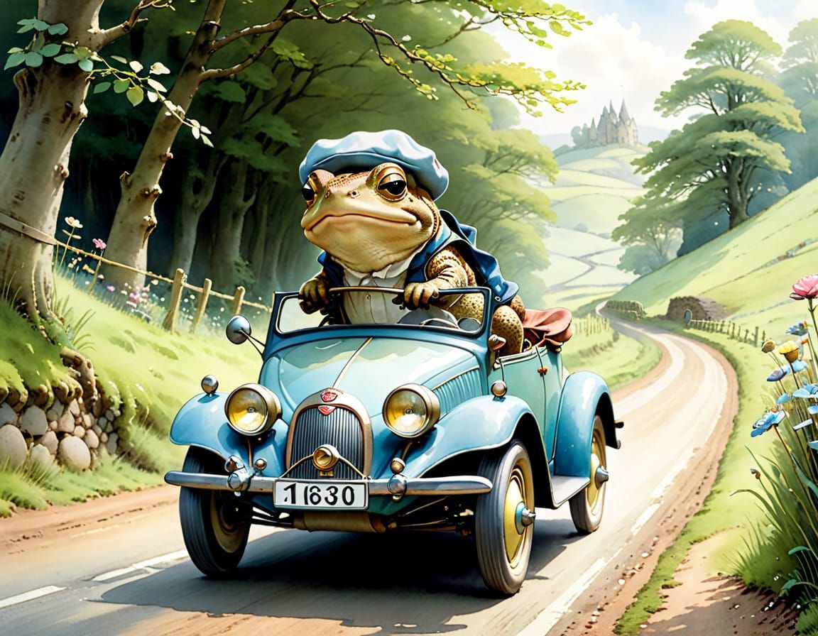 Cartoon Toad's Watercolour Road Trip Adventure