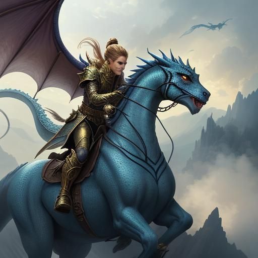 Warrior and Dragon in Golden Light