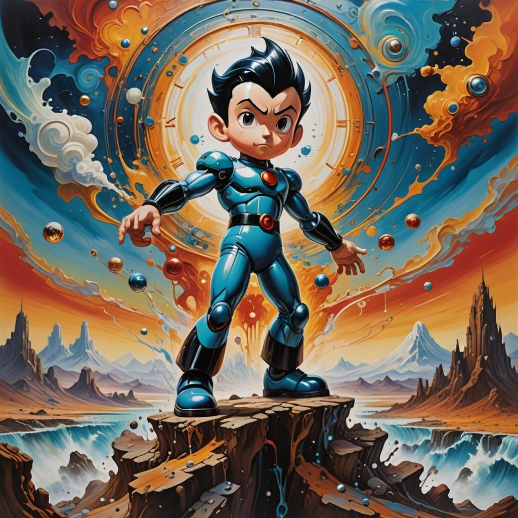 Surrealist Dreamworld of a Futuristic Hero in Mid Air