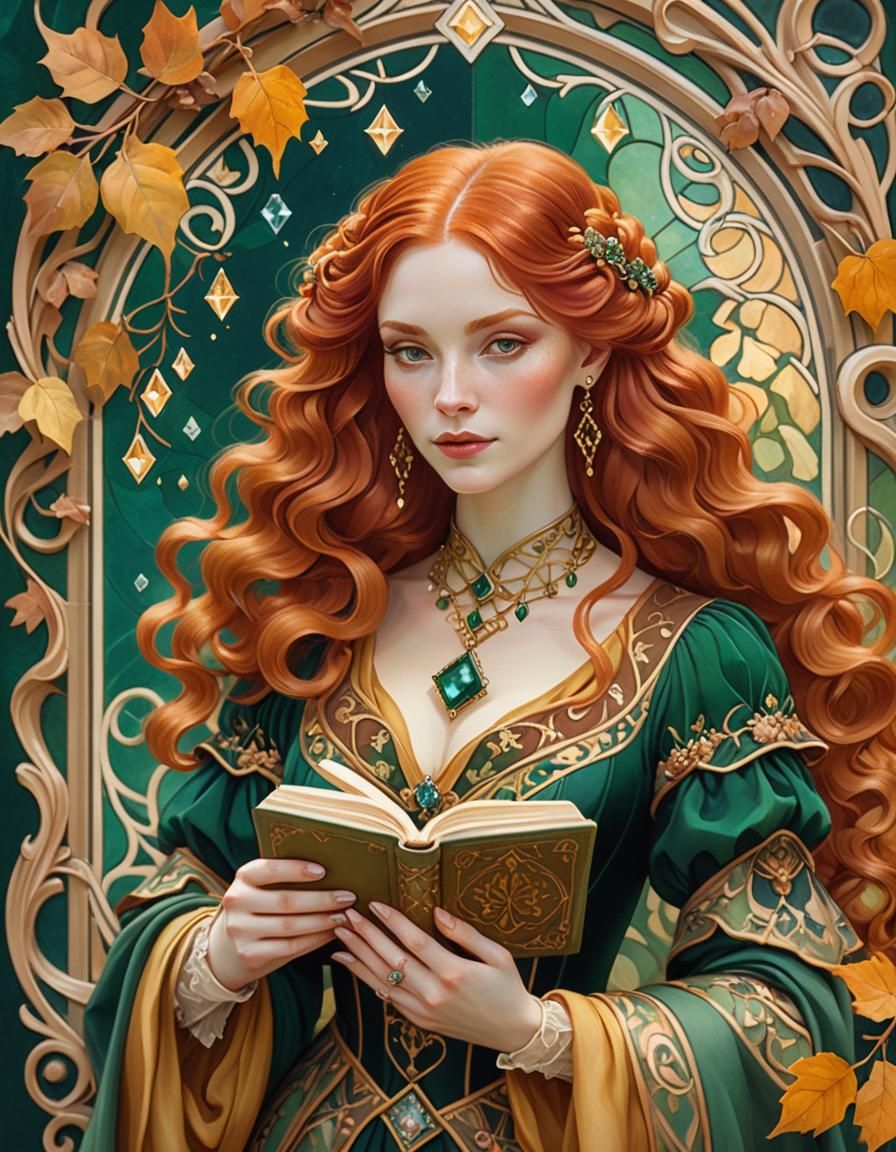 Ethereal Art Nouveau Beauty with Magic Crystal