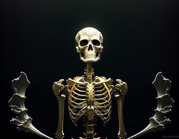 Furry Skeleton Cleans Bones: Dark Fantasy Concept Art