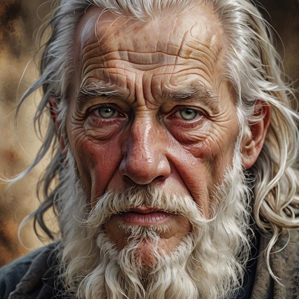 Expressive Portrait of Elderly Man in Realistic Digital Art