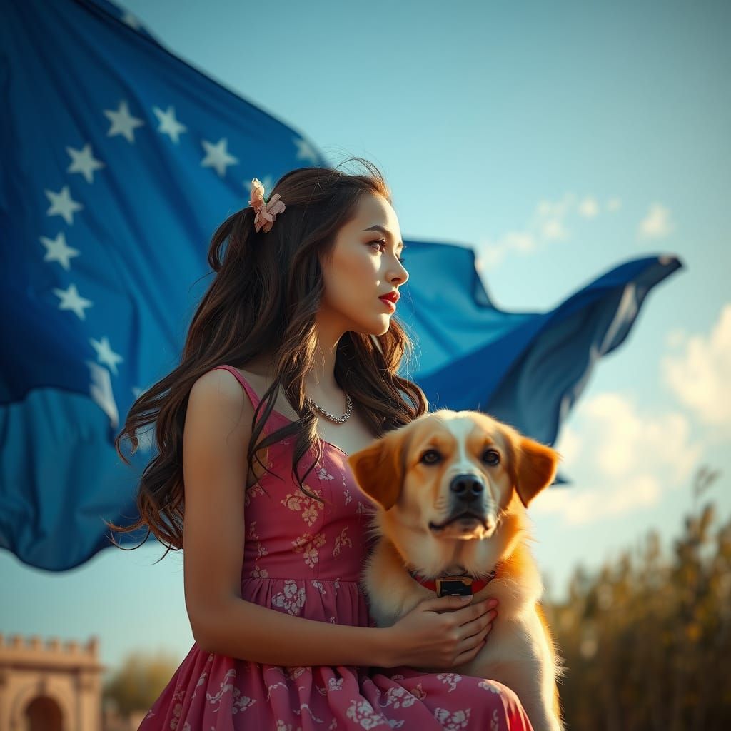 Ethereal Surrealist Portrait of a Lady and Her Loyal Canine ...