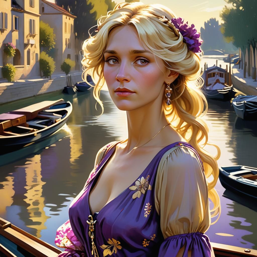 Elegant Woman Portrait in Art Nouveau Style