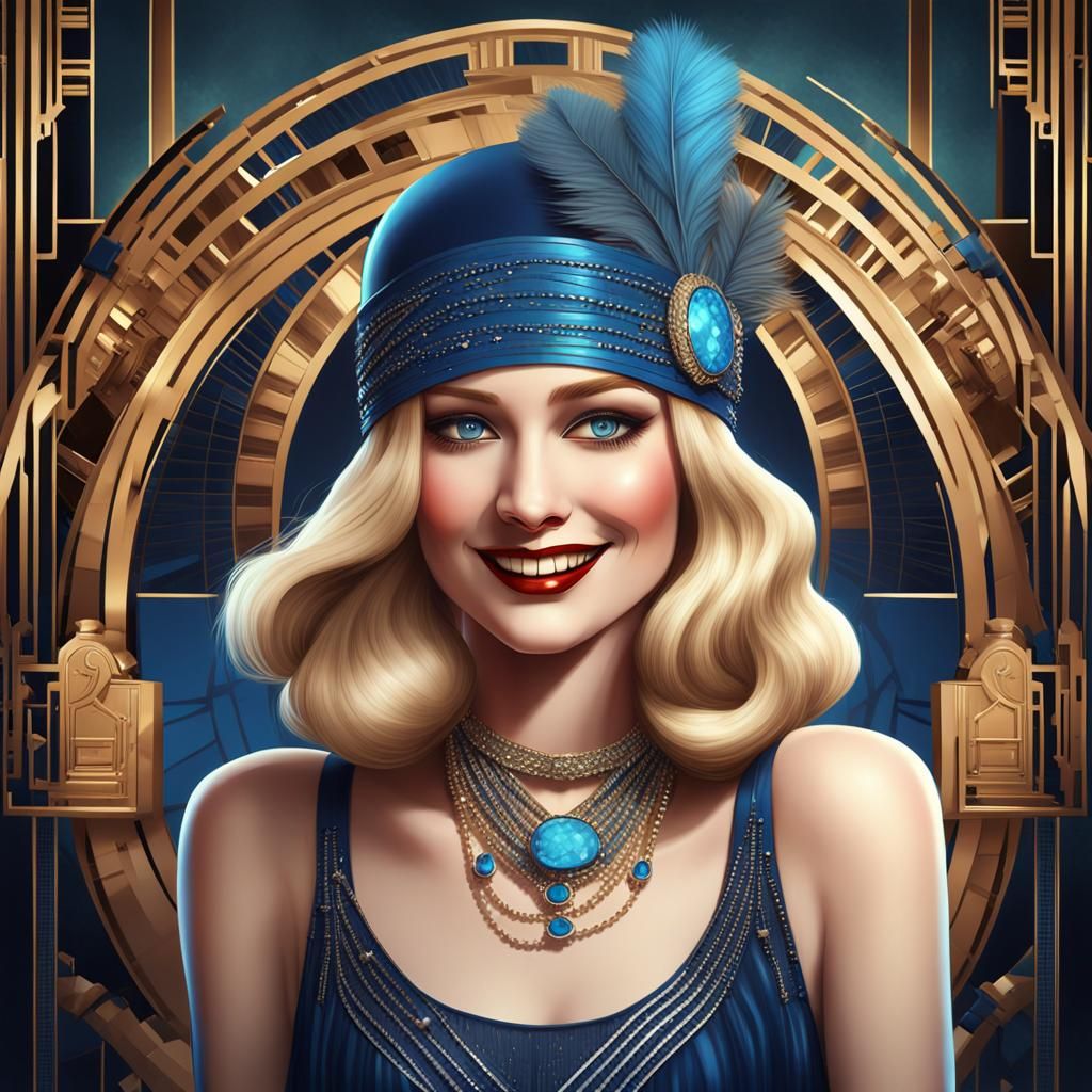 Art Deco Flapper Illustration in 1920s Style