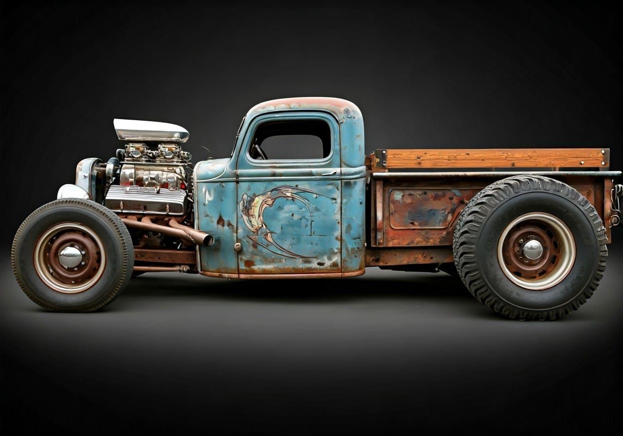 Vintage Rat Rod Pickup Truck with Hot Rod Styling