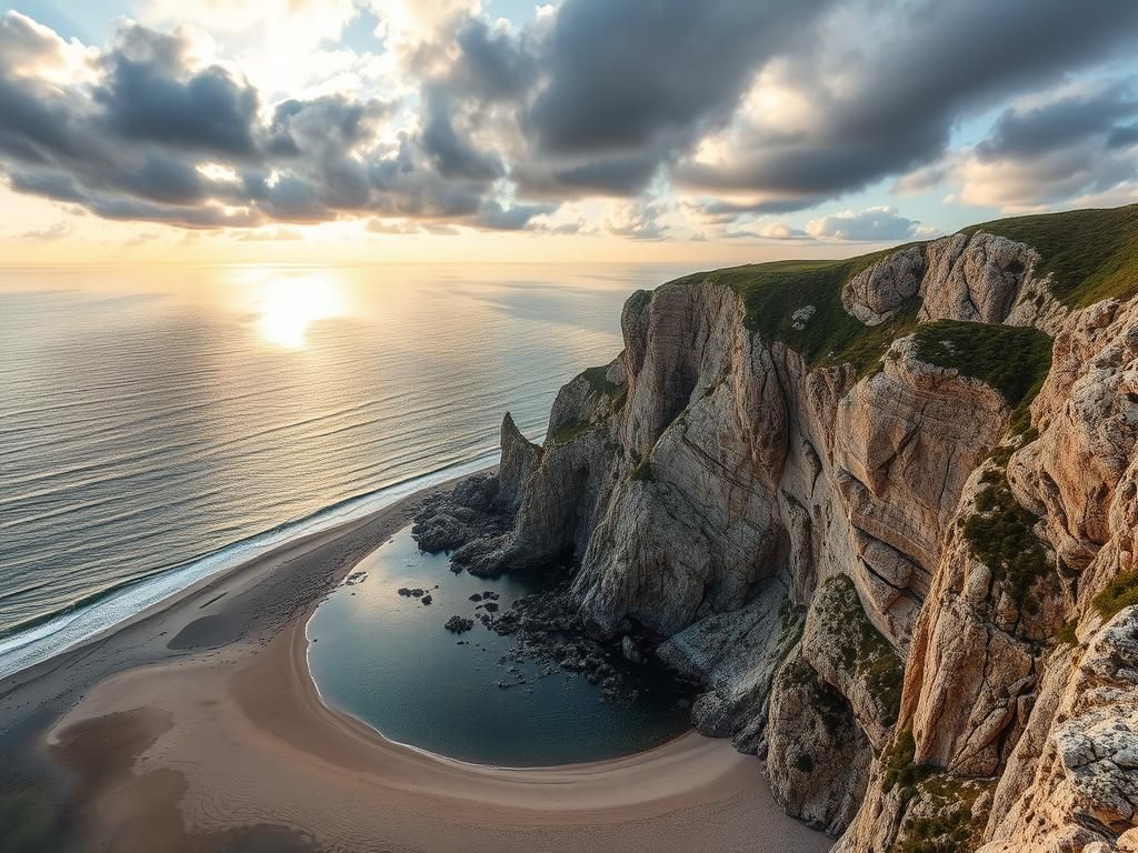 Aerial View of Rügen's Chalk Coast at Dusk