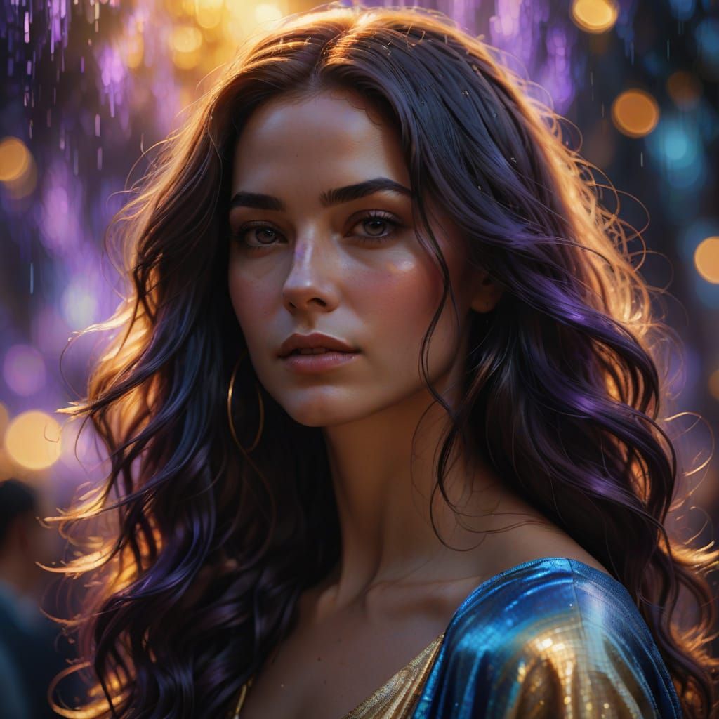 Divine Woman in Vibrant Oil Painting Style